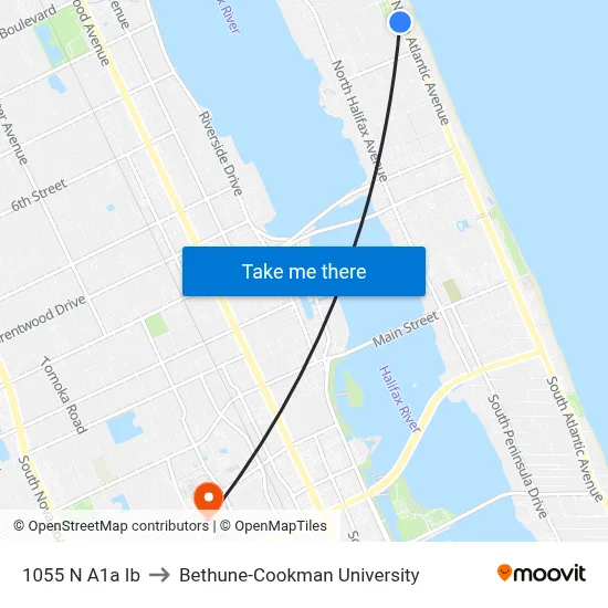 1055 N A1a Ib to Bethune-Cookman University map
