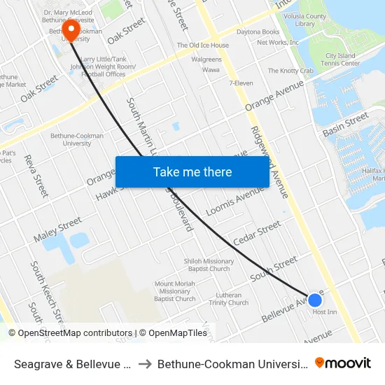 Seagrave & Bellevue Ib to Bethune-Cookman University map