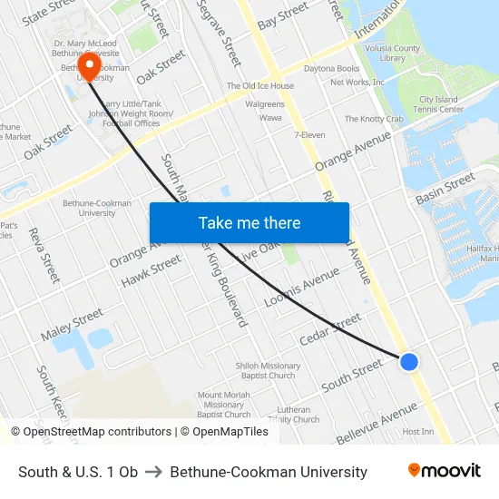 South & U.S. 1 Ob to Bethune-Cookman University map