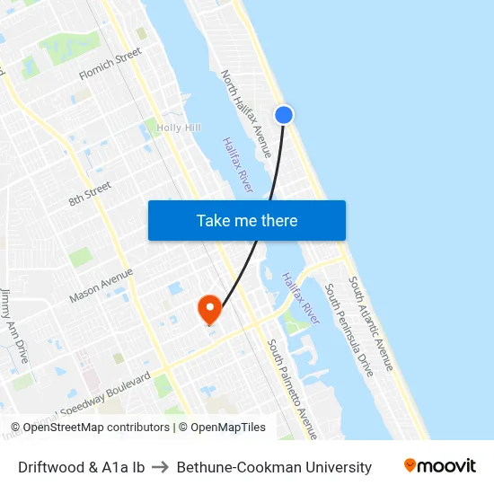 Driftwood & A1a Ib to Bethune-Cookman University map