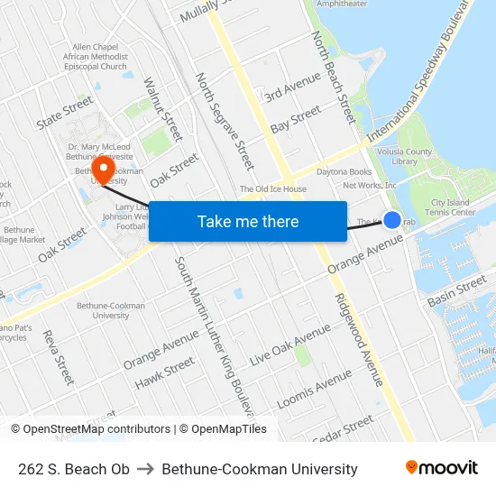 262 S. Beach Ob to Bethune-Cookman University map