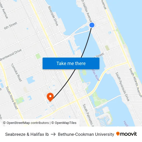 Seabreeze & Halifax Ib to Bethune-Cookman University map