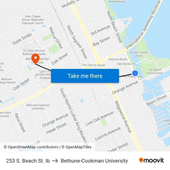 253 S. Beach St.  Ib to Bethune-Cookman University map
