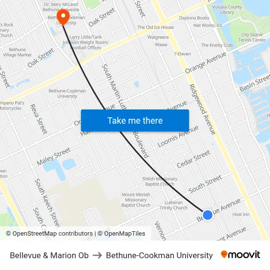 Bellevue & Marion Ob to Bethune-Cookman University map