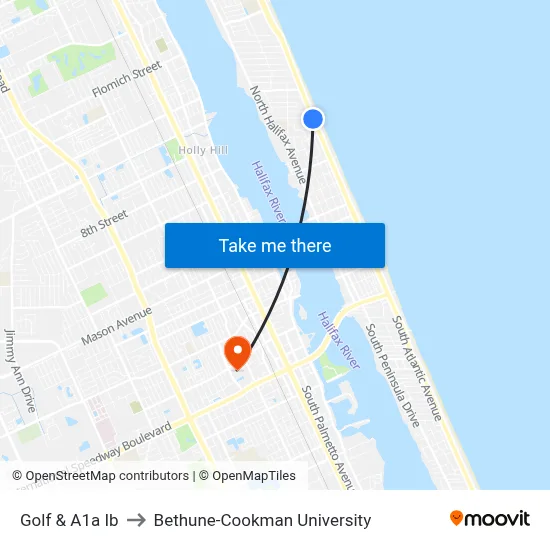 Golf & A1a Ib to Bethune-Cookman University map