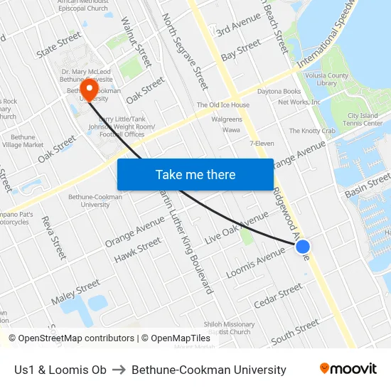 Us1 & Loomis Ob to Bethune-Cookman University map