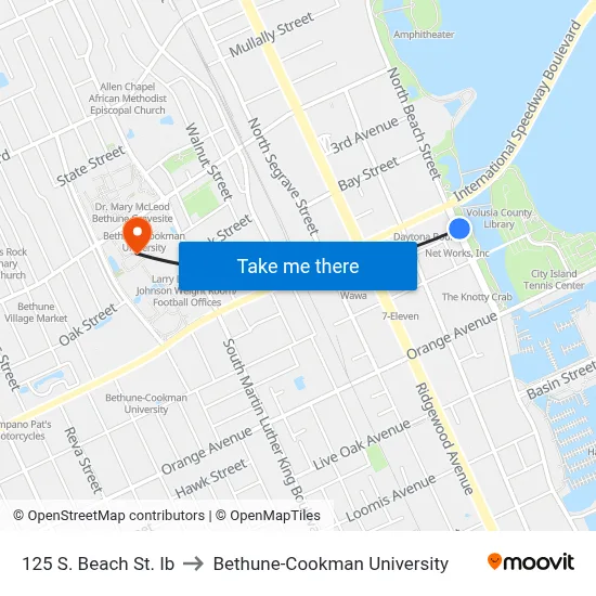125 S. Beach St. Ib to Bethune-Cookman University map