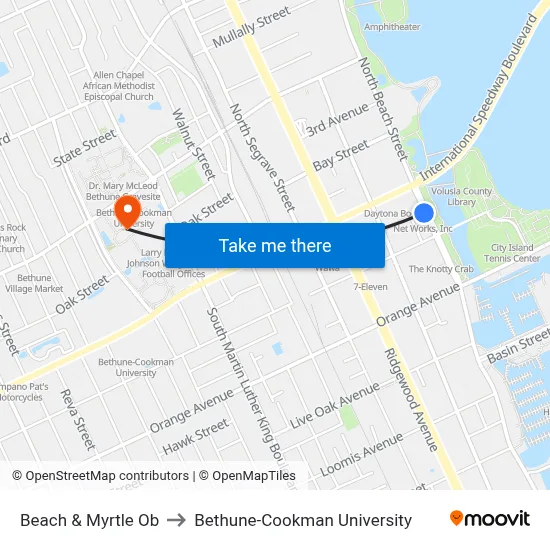 Beach & Myrtle Ob to Bethune-Cookman University map