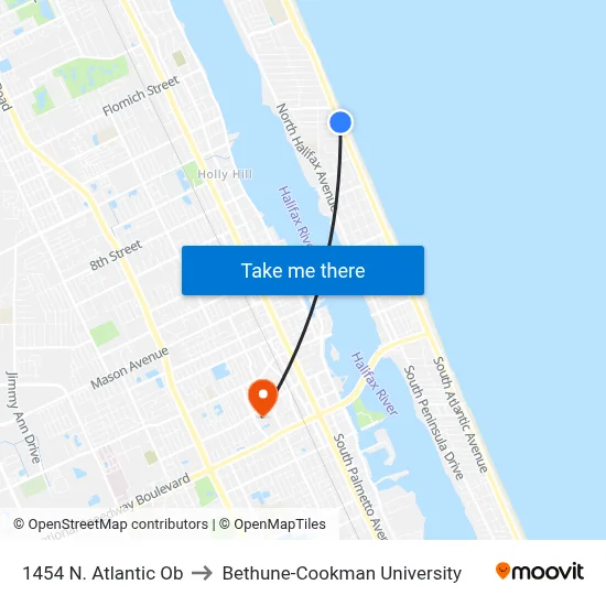 1454 N. Atlantic Ob to Bethune-Cookman University map