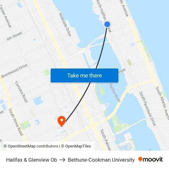 Halifax & Glenview Ob to Bethune-Cookman University map