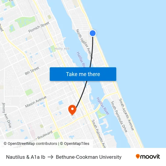 Nautilus & A1a Ib to Bethune-Cookman University map