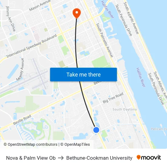 Nova & Palm View Ob to Bethune-Cookman University map