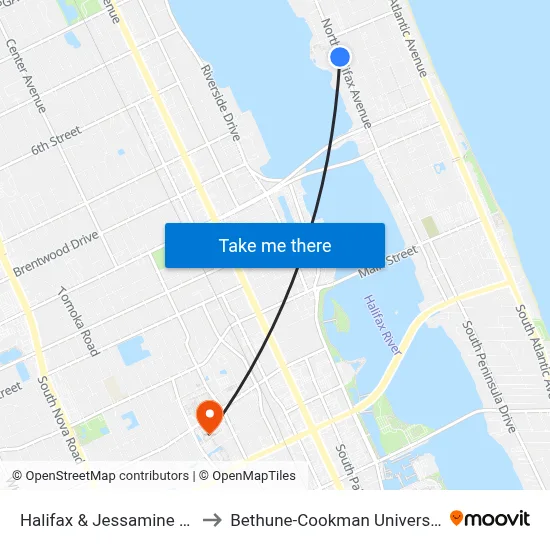 Halifax & Jessamine Ob to Bethune-Cookman University map