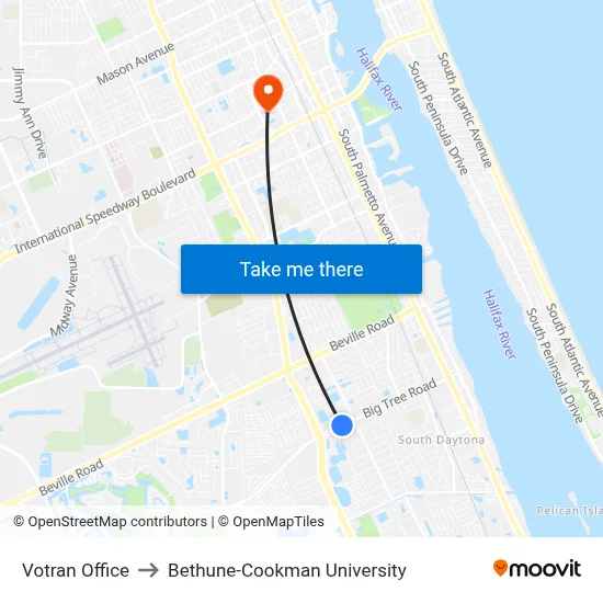 Votran Office to Bethune-Cookman University map