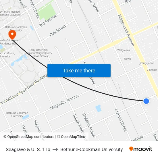 Seagrave & U. S. 1 Ib to Bethune-Cookman University map