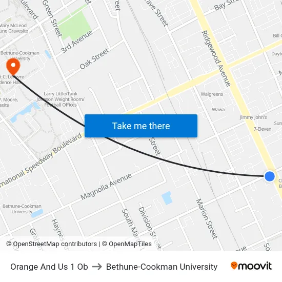 Orange And Us 1 Ob to Bethune-Cookman University map