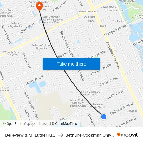 Belleview & M. Luther King Ob to Bethune-Cookman University map