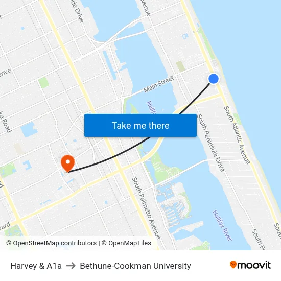 Harvey & A1a to Bethune-Cookman University map