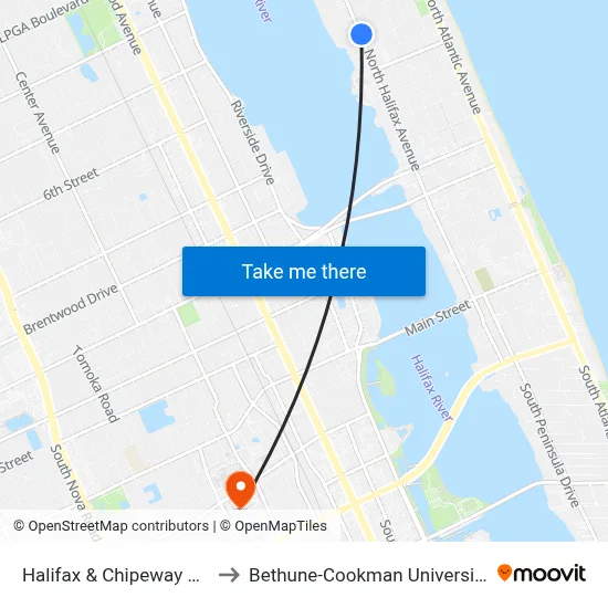 Halifax & Chipeway Ob to Bethune-Cookman University map