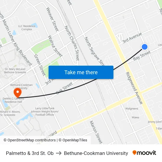 Palmetto & 3rd St. Ob to Bethune-Cookman University map