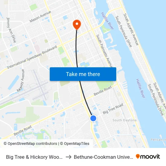 Big Tree & Hickory Wood Eb to Bethune-Cookman University map