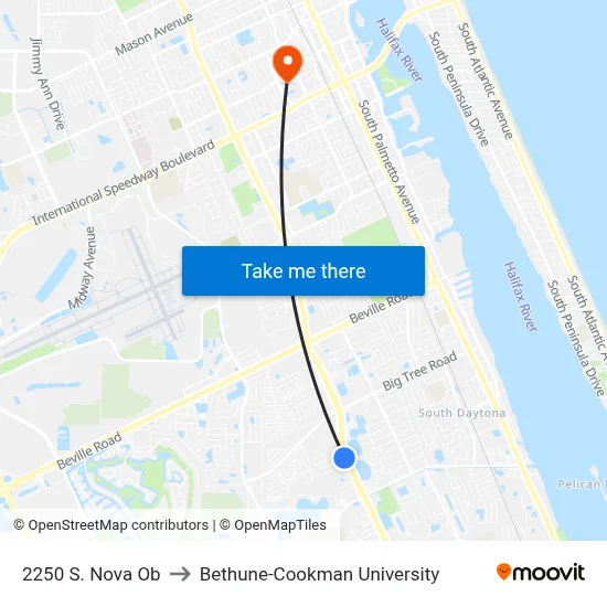 2250 S. Nova Ob to Bethune-Cookman University map