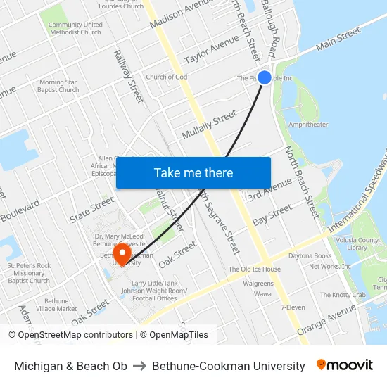 Michigan & Beach Ob to Bethune-Cookman University map