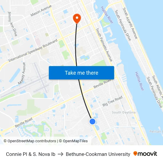 Connie Pl & S. Nova Ib to Bethune-Cookman University map
