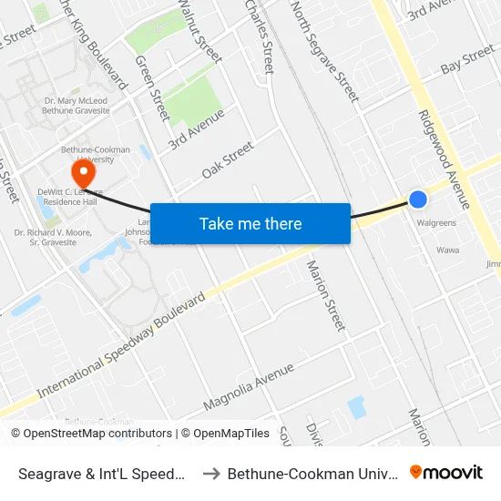 Seagrave & Int'L Speedway Ib to Bethune-Cookman University map
