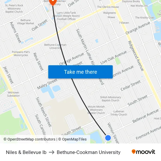 Niles & Bellevue Ib to Bethune-Cookman University map
