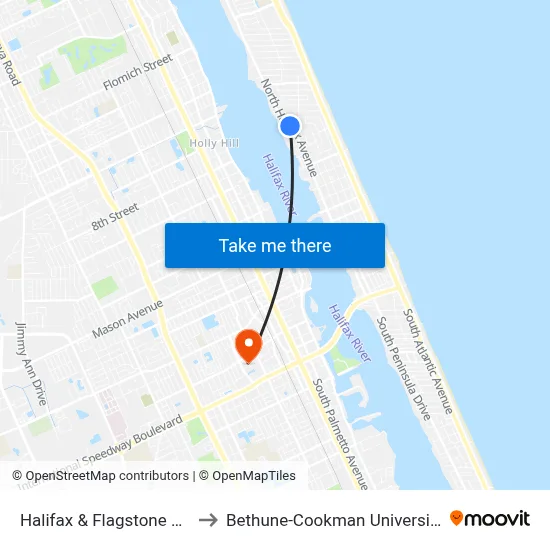 Halifax & Flagstone Ob to Bethune-Cookman University map