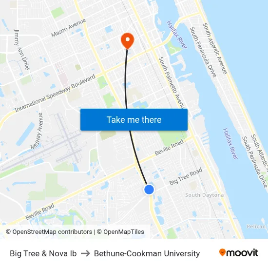 Big Tree & Nova Ib to Bethune-Cookman University map