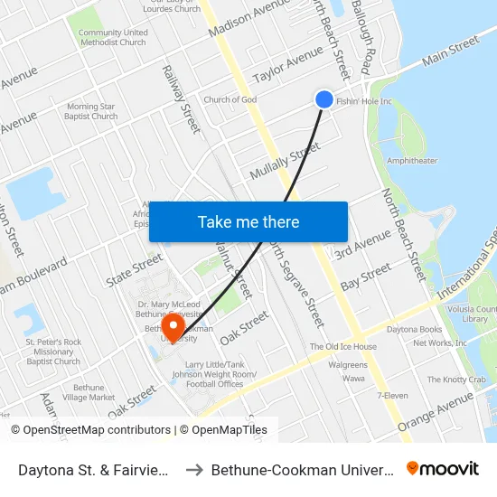 Daytona St. & Fairview Ib to Bethune-Cookman University map