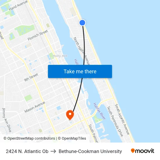 2424 N. Atlantic Ob to Bethune-Cookman University map