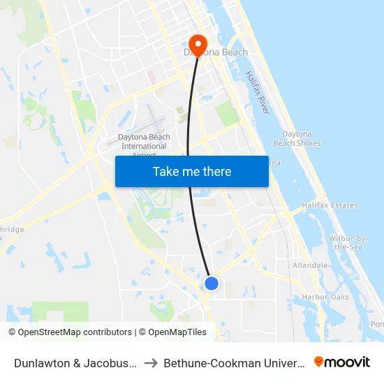 Dunlawton & Jacobus Eb to Bethune-Cookman University map