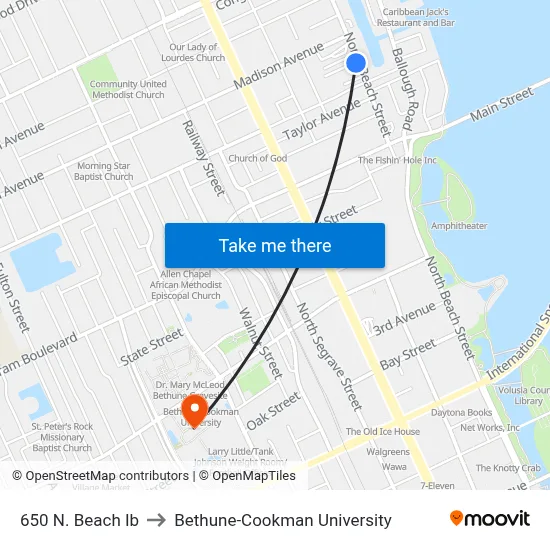 650 N. Beach Ib to Bethune-Cookman University map