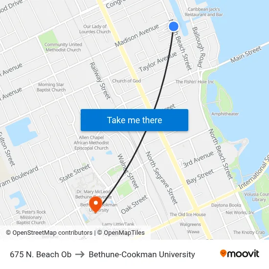 675 N. Beach Ob to Bethune-Cookman University map