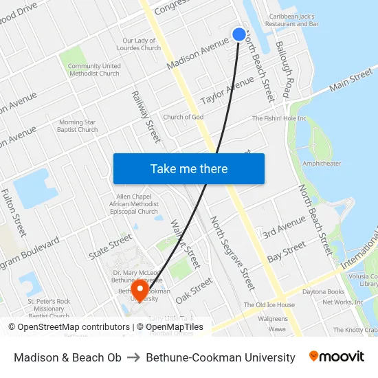 Madison & Beach Ob to Bethune-Cookman University map