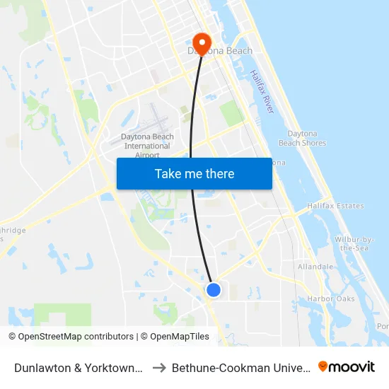 Dunlawton & Yorktowne Ob to Bethune-Cookman University map