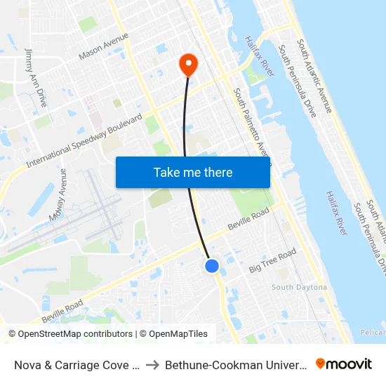 Nova & Carriage Cove Ob to Bethune-Cookman University map