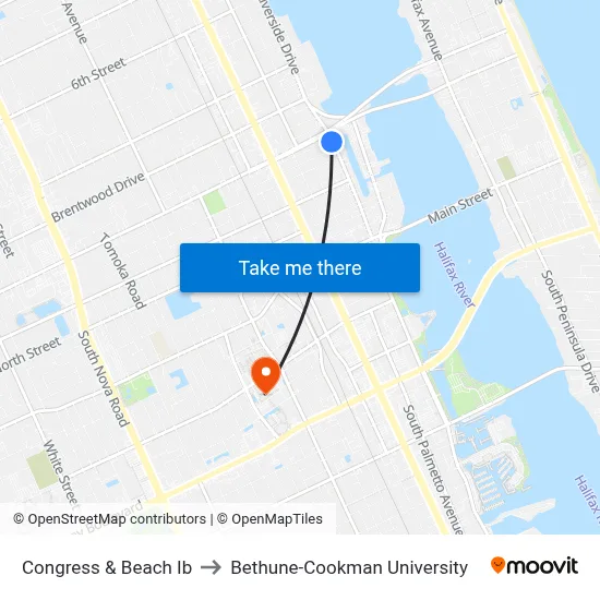 Congress & Beach Ib to Bethune-Cookman University map