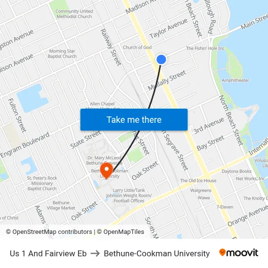 Us 1 And Fairview  Eb to Bethune-Cookman University map