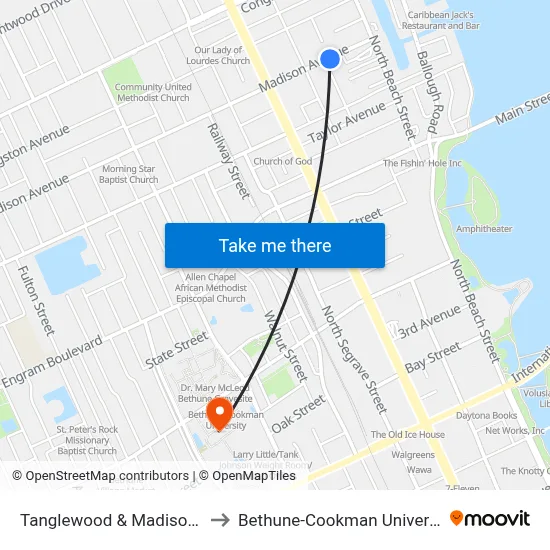 Tanglewood & Madison Ib to Bethune-Cookman University map