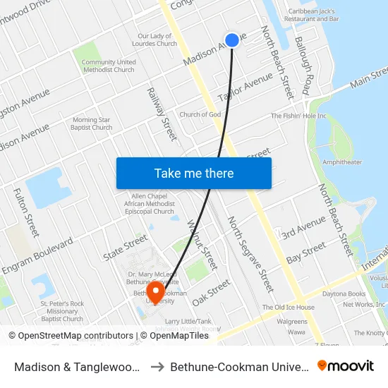 Madison & Tanglewood Ob to Bethune-Cookman University map