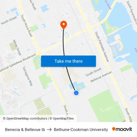 Benecia & Bellevue Ib to Bethune-Cookman University map