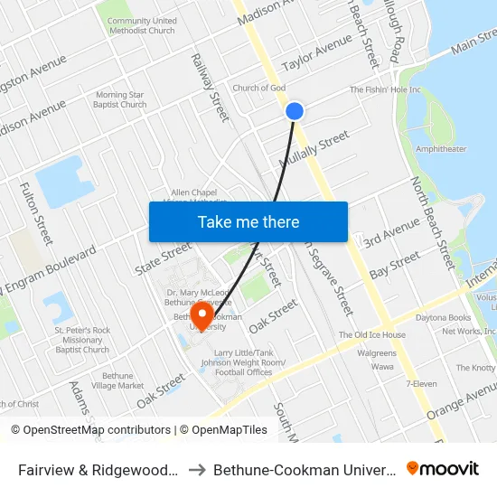 Fairview & Ridgewood Ob to Bethune-Cookman University map