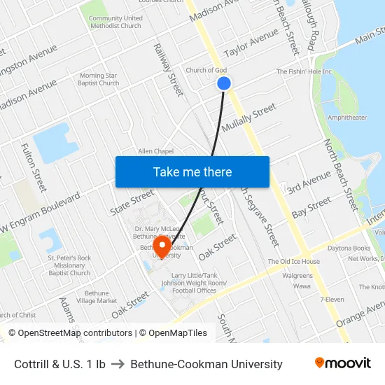 Cottrill & U.S. 1 Ib to Bethune-Cookman University map