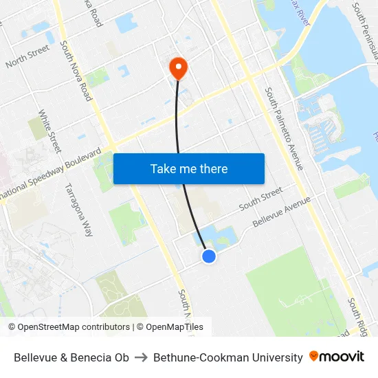 Bellevue & Benecia Ob to Bethune-Cookman University map