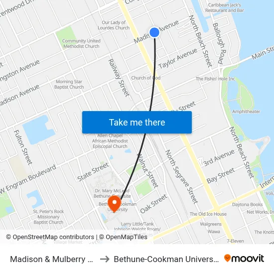 Madison & Mulberry Ob to Bethune-Cookman University map