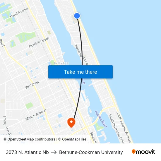 3073 N. Atlantic Nb to Bethune-Cookman University map